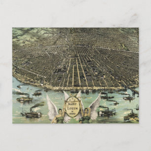 Carte Postale Vintage Pictorial Map of St Louis (1896)
