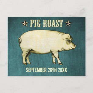Carte postale vintage Pig Roast Invitation II (Ble