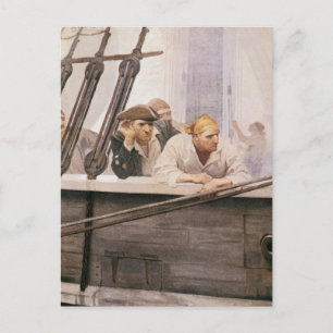 Carte Postale Vintage Pirates Brig Covenant dans le brouillard p
