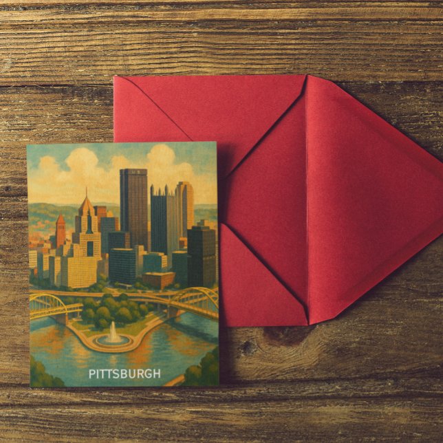 Carte Postale Vintage Pittsburgh Pennsylvania Skyline (Vintage Pittsburgh Pennsylvania Skyline Travel Postcard)
