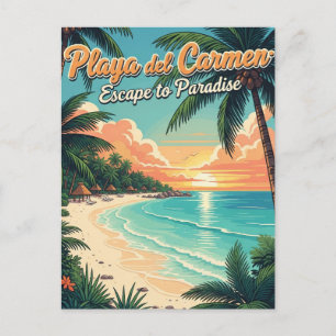 Carte Postale Vintage Playa Del Carmen Mexique Travel