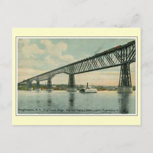 Carte Postale Vintage pont Poughkeepsie 1913, train, bateau