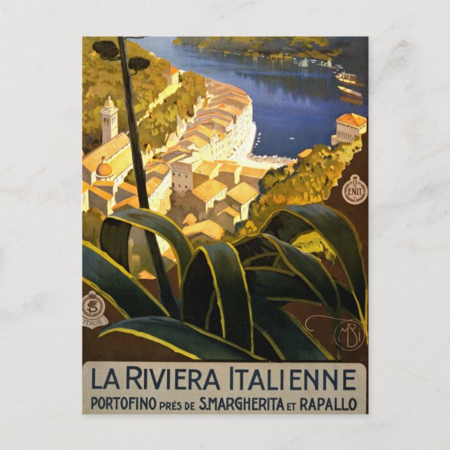 Carte Postale Vintage Portofino Italie (Devant)