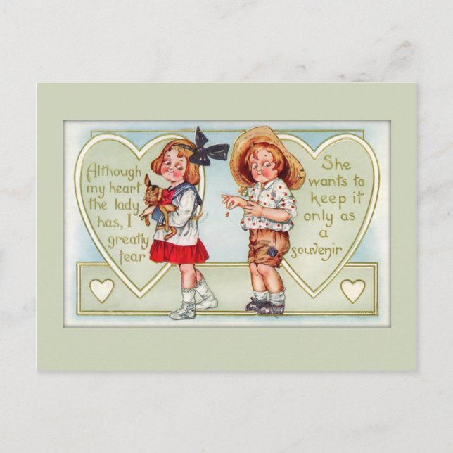 Carte postale vintage pour enfants Valentine (Devant)