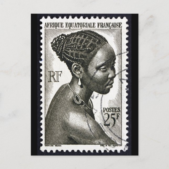 Carte postale vintage pour femme africaine (Devant)