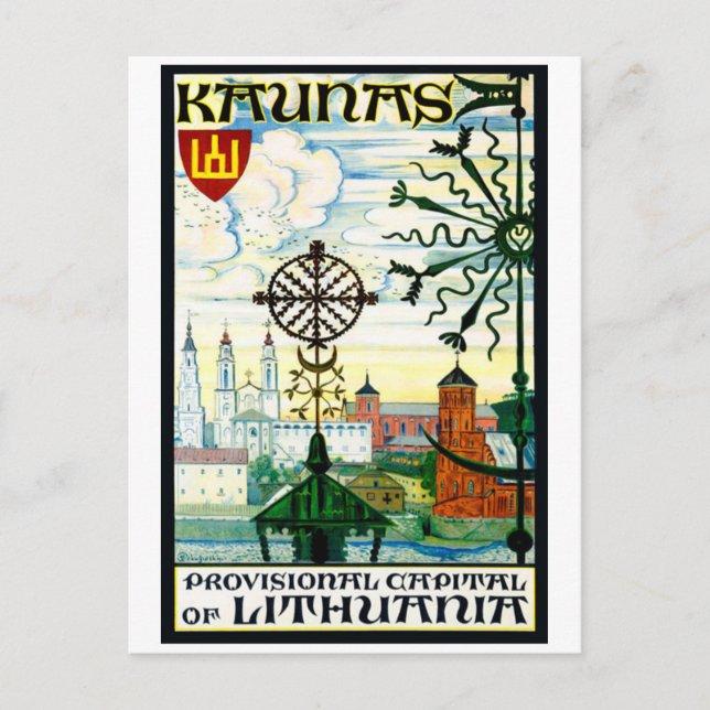Carte postale vintage pour Kaunas, Lituanie (Devant)