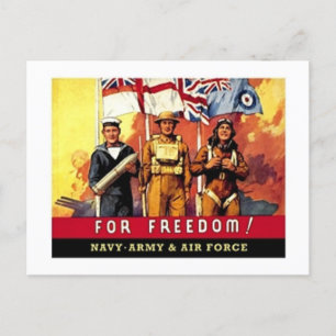 Carte Postale Vintage pour la liberté Marine, Armée, Force aérie