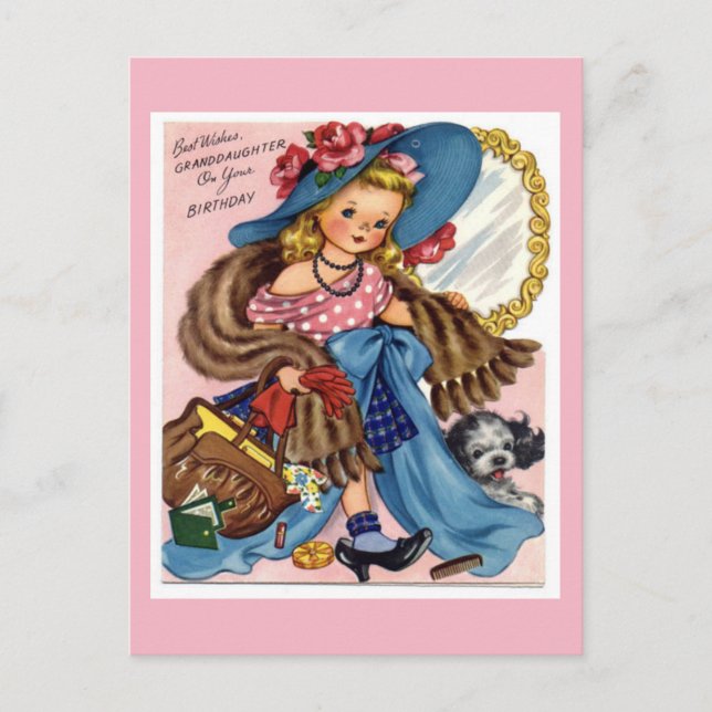 Carte postale vintage pour l'anniversaire. (Devant)