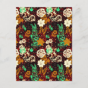 Carte Postale Vintage Printemps vert Jardin Fleurs de lapin