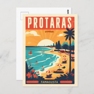 Carte Postale vintage Protaras Chypre vacances en cadeau de plag