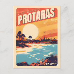 Carte Postale vintage Protaras Chypre vacances en cadeau de plag