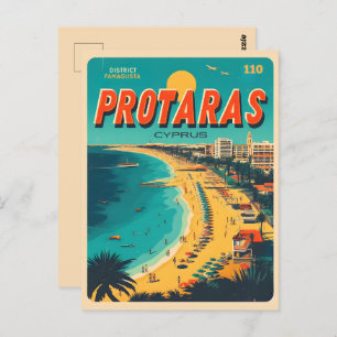 Carte Postale vintage Protaras Chypre vacances en cadeau de plag