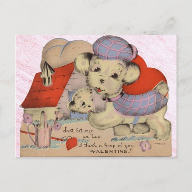 Carte postale vintage Puppy Love Valentine (Devant)