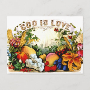 Carte Postale Vintage récolte abondante Dieu est amour 1874