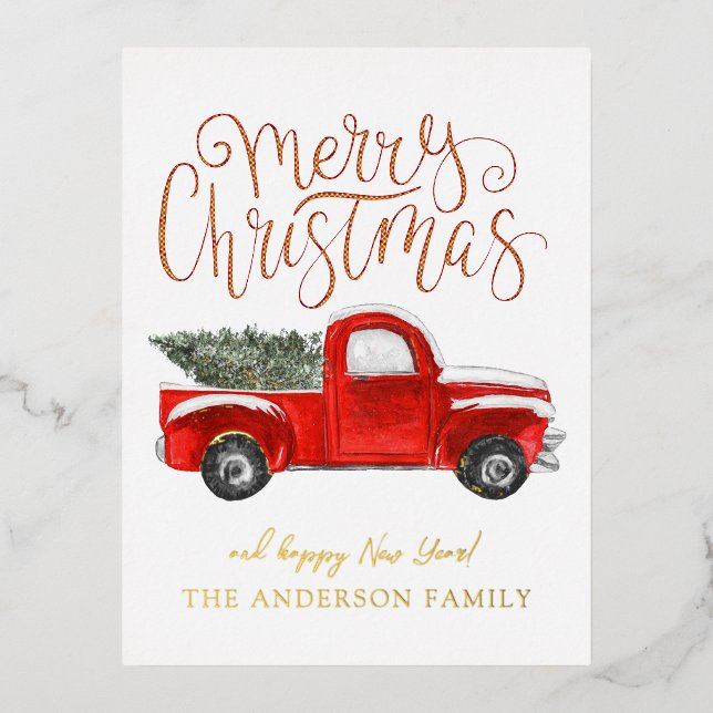 Carte postale vintage Red Truck Christmas (Recto)