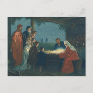 Carte Postale Vintage Religion, Adoration des Bergers