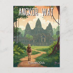Carte Postale Vintage Retro Angkor Wat Cambodge