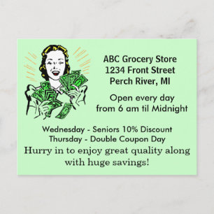 Carte postale Vintage Retro Bonne Dame Économie