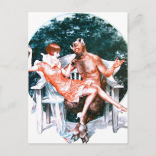 Carte Postale Vintage Retro Femmes Français Diable et la Dame