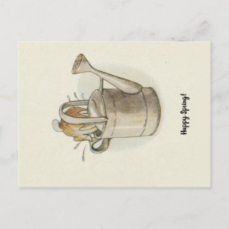 Carte Postale Vintage Retro Happy Printemps Lapin de Pâques lapi