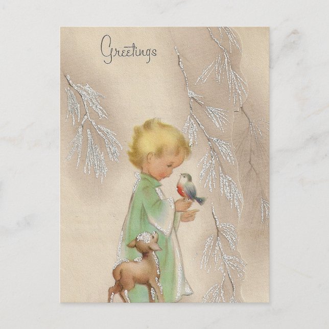 Carte postale vintage Retro kids Holiday Christmas (Devant)