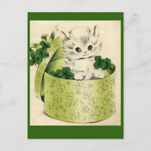 Carte Postale Vintage Retro Kitten Saint Patrick's Day