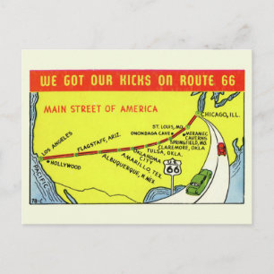 Carte postale vintage Retro Route 66
