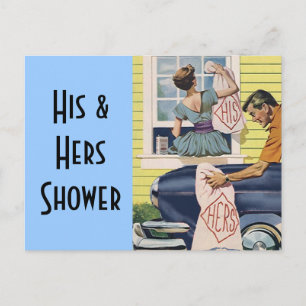Carte Postale Vintage Rétro Ses Hers Shower Invita