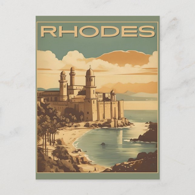 Carte Postale Vintage Rhodes Grèce - Rhodes Island Greece trip (Devant)