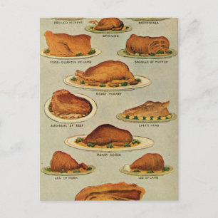 Carte Postale Vintage Roast Meat Illustration