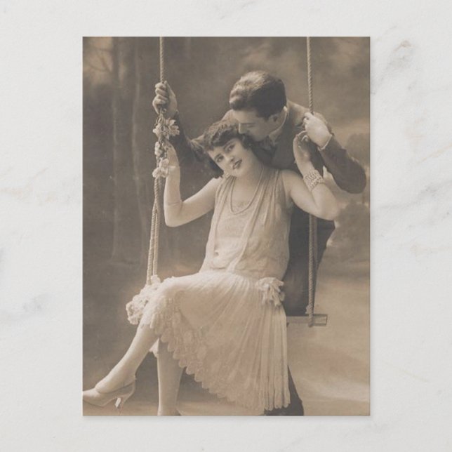 Carte Postale Vintage Romantic Couples mixtes (Devant)