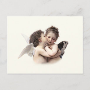 Carte Postale Vintage Romantique Premier baiser Cupidé et Psyché