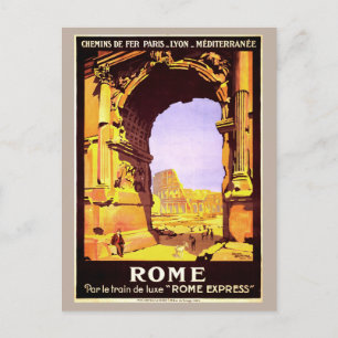 Carte Postale Vintage Rome Italie Voyage en train Tourisme