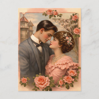 Carte Postale Vintage Rose Postcard Back – Soft Blush Floral