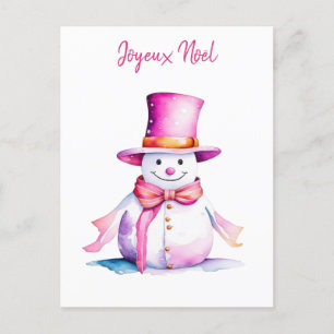 Carte Postale Vintage rose Snowman Retro Noël personnalisé