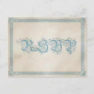 Carte postale vintage rouge blanc et bleu RSVP