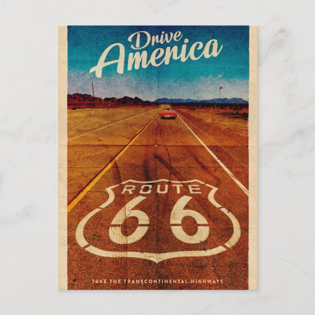 Carte postale vintage Route 66 (Devant)