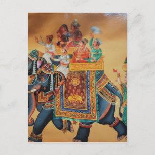 CARTE POSTALE VINTAGE ROYAL INDIEN MARIAGE PROCESSION ÉLÉPHANT
