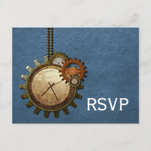 Carte postale vintage RSVP, bleu