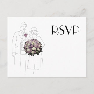 Carte postale vintage RSVP de mariage des années 1