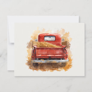 Carte Postale Vintage Russe aquarelle Camion de ferme rouge avec