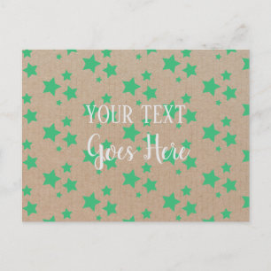 Carte Postale Vintage Rustic Stars Motif Kraft Livre vert