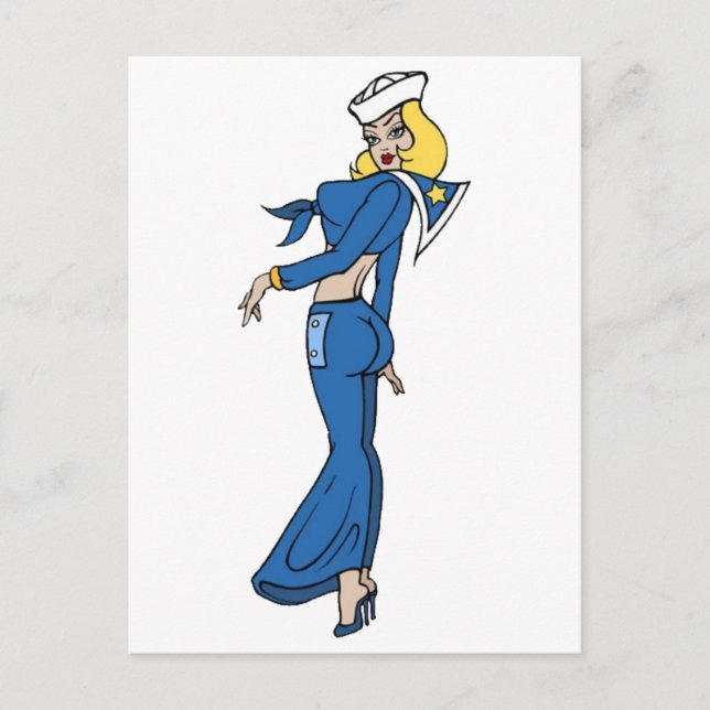 Carte Postale Vintage Sailor Girl Tattoo Art (Devant)