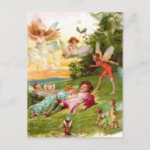 Carte postale-Vintage Saint Valentin Fée elfes amo
