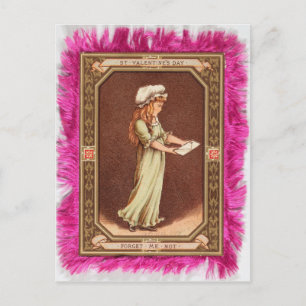 Carte Postale Vintage Saint Valentin Victorian Girl Pink