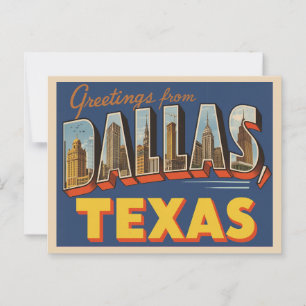 Carte Postale Vintage "Salutations de Dallas, Texas