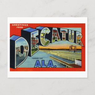Carte Postale Vintage Salutations de Decatur, Alabama