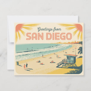 Carte postale vintage San Diego Salutations de
