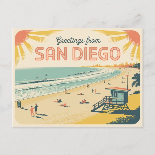 Carte postale vintage San Diego | Salutations de (Devant)
