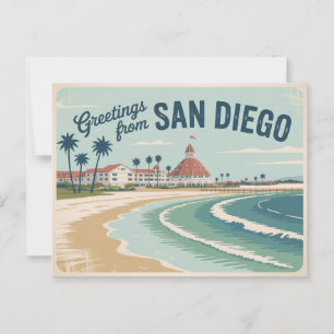 Carte postale vintage San Diego Salutations de